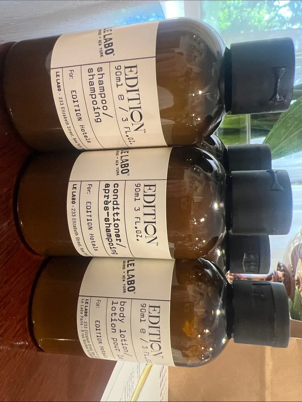 Le Labo Edition hotels. Trio in Amber Brown Bottles